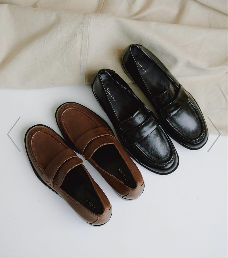 anuans レザーローファー　M