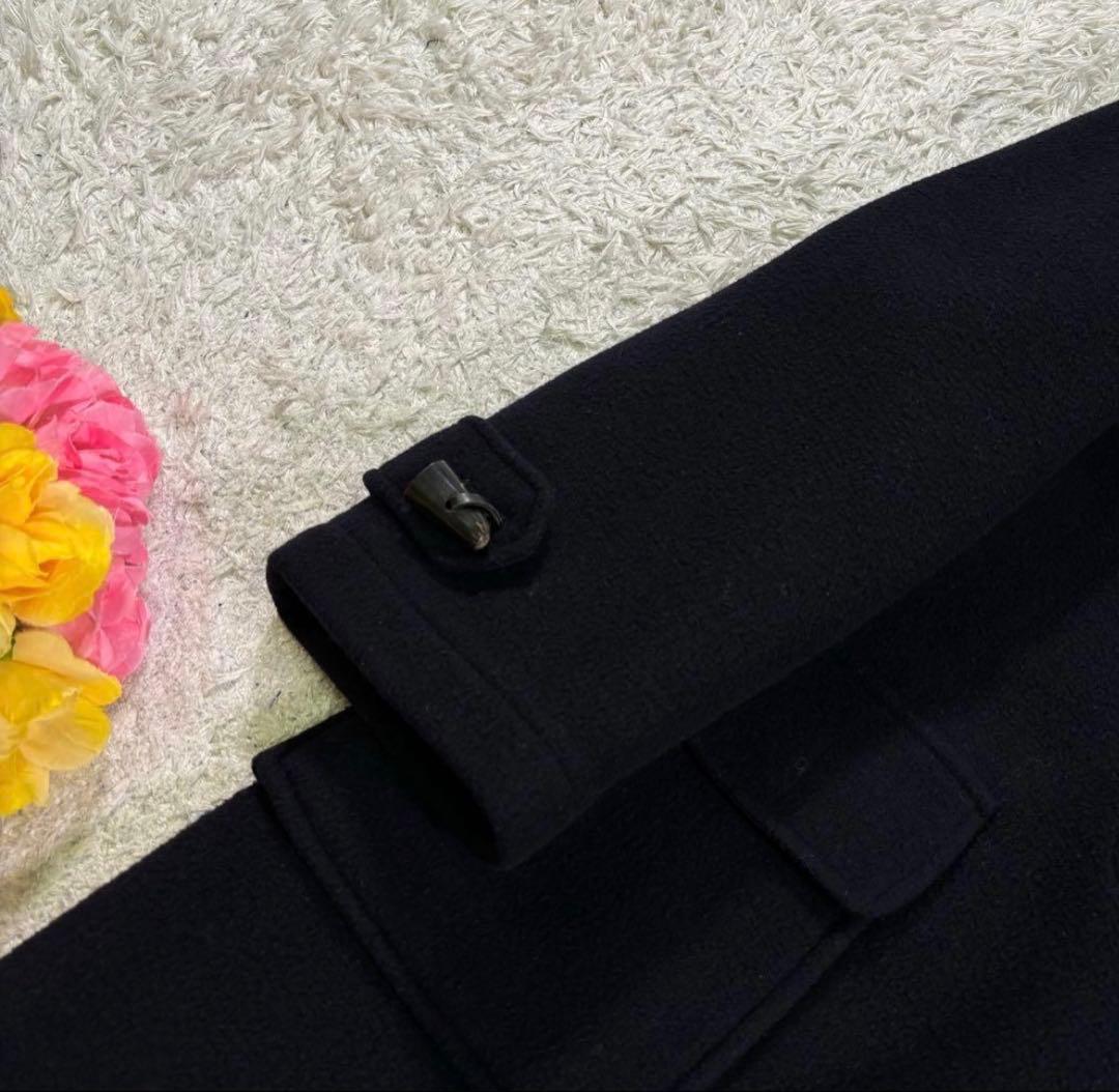 アクアスキュータム　ギンガムチェック　カシミヤ　ウール　ダッフルコート　M