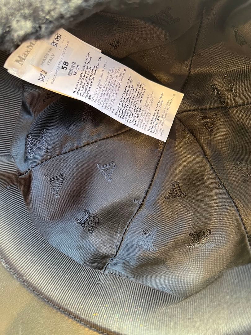 【極美品】MaxMara 冬物ファーキャップ 黒 58cm 定価72000円