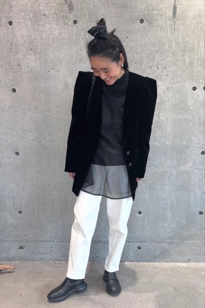 AEWEN MATOPH オーガンジーフレアプルオーバー　ブラック