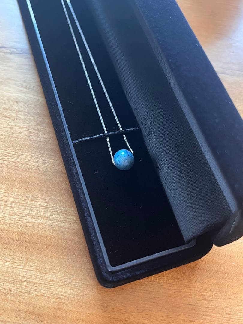 青木被服　藍染パール(真珠)のシルバーネックレス