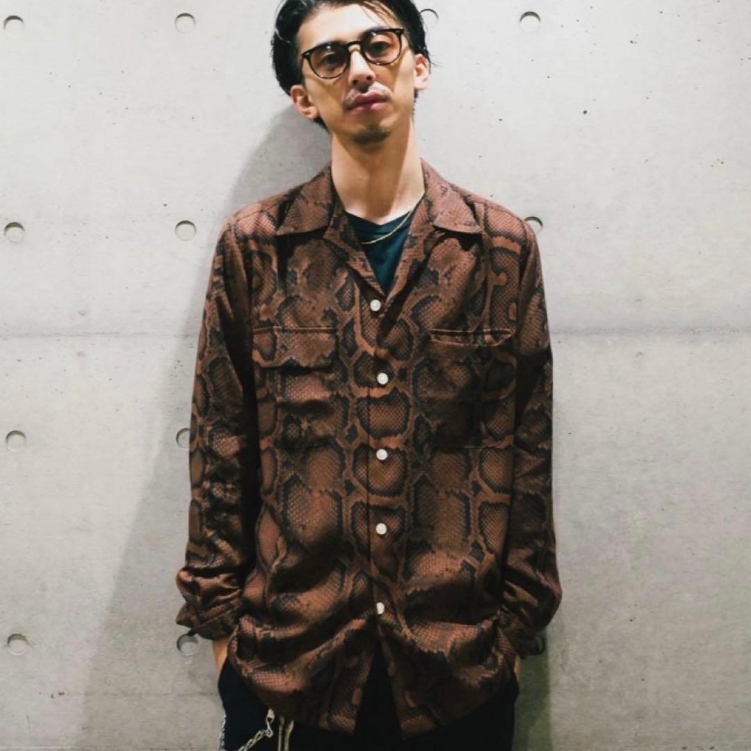 【最安値】wackomaria Python shirtブラウン アロハシャツ