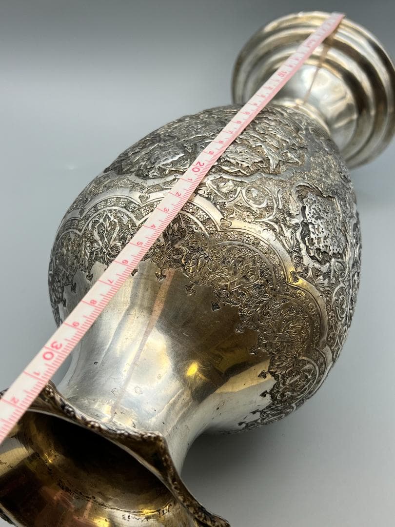 ととろ　銀製　ライオンマーク　三越　銀花瓶　花入れ　手彫　重量約820g