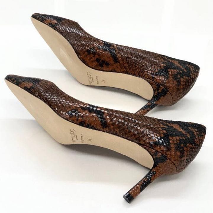 未使用 ジミーチュウ パイソン パンプス ブラウン ブラック
