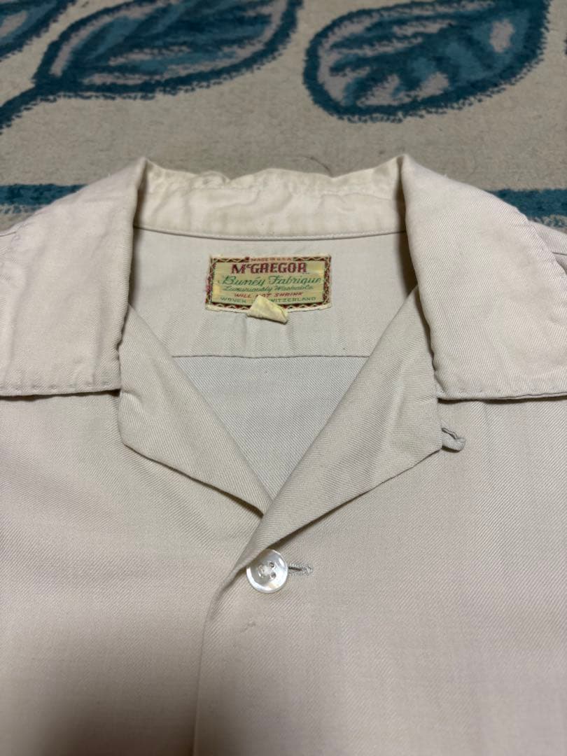 50-60s USA製 McGREGOR マクレガー開襟シャツ ウールレーヨンL