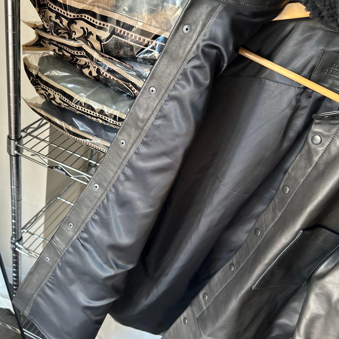 1.3mm 水染めカーフ使用 ロング丈レザーシャツ 一点物 サンプル L相当