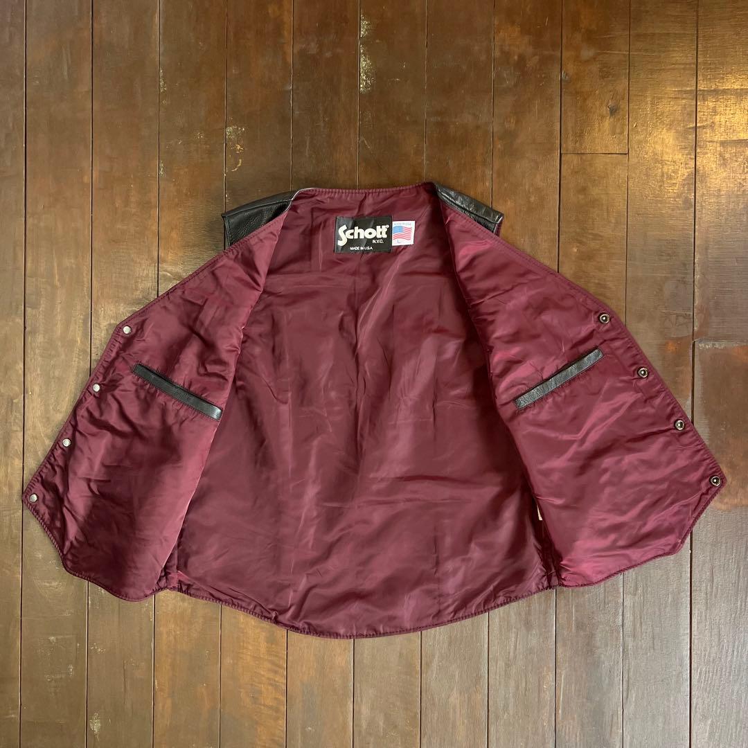 USA製！！【Schott N.Y.C. ショット】レザーベスト 本革ブラック