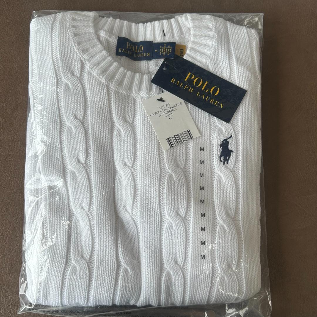 ポロラルフローレン【新品・タグ付き】ケーブルニットセーター M／白