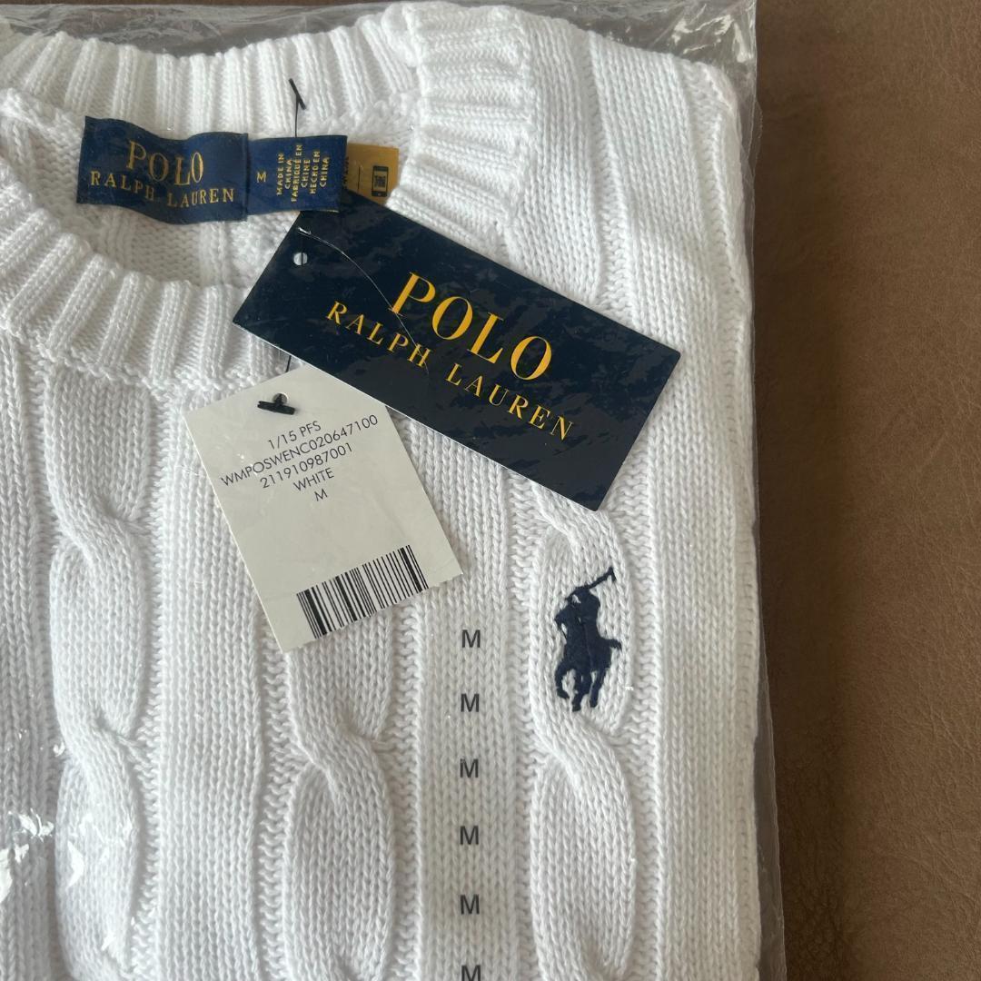 ポロラルフローレン【新品・タグ付き】ケーブルニットセーター M／白