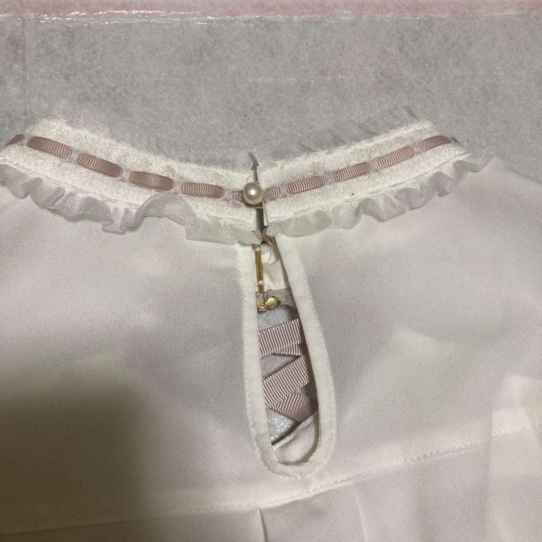 LIZLISA トップス 3つリボンハートチョーカーブラウス ピンク ホワイト