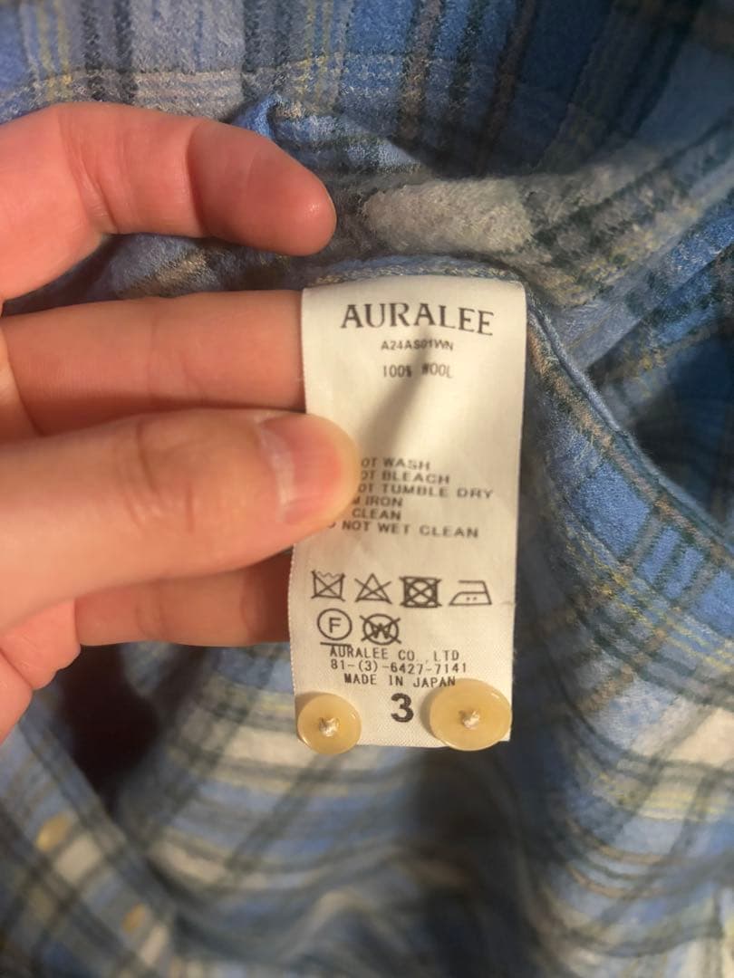 トップス AURALEE AIRY WOOL CHECK SHIRT/BLUE 3
