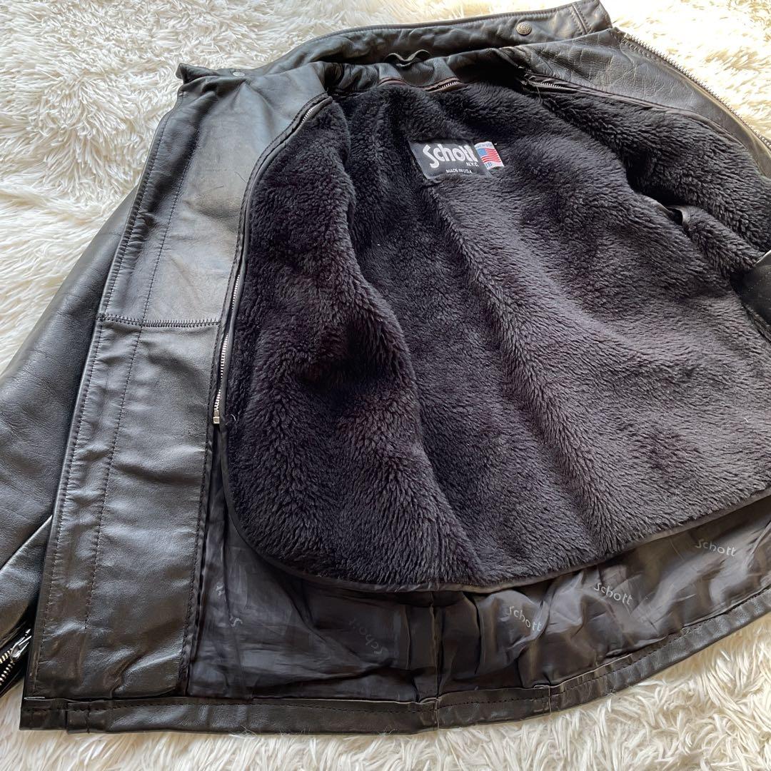 人気✨schou 641 レザージャケット　シングルライダース　38 ブラック