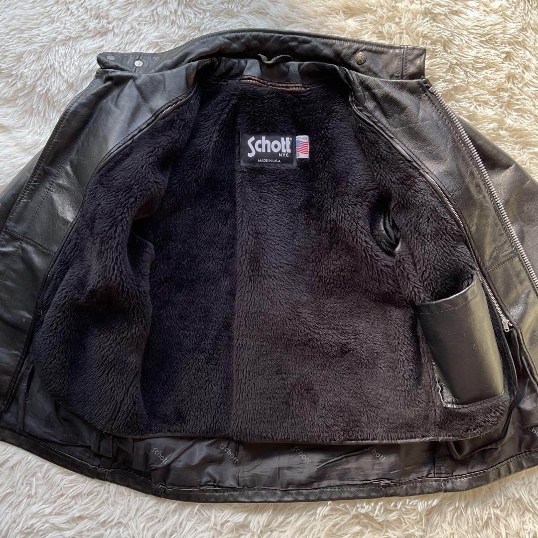 人気✨schou 641 レザージャケット　シングルライダース　38 ブラック