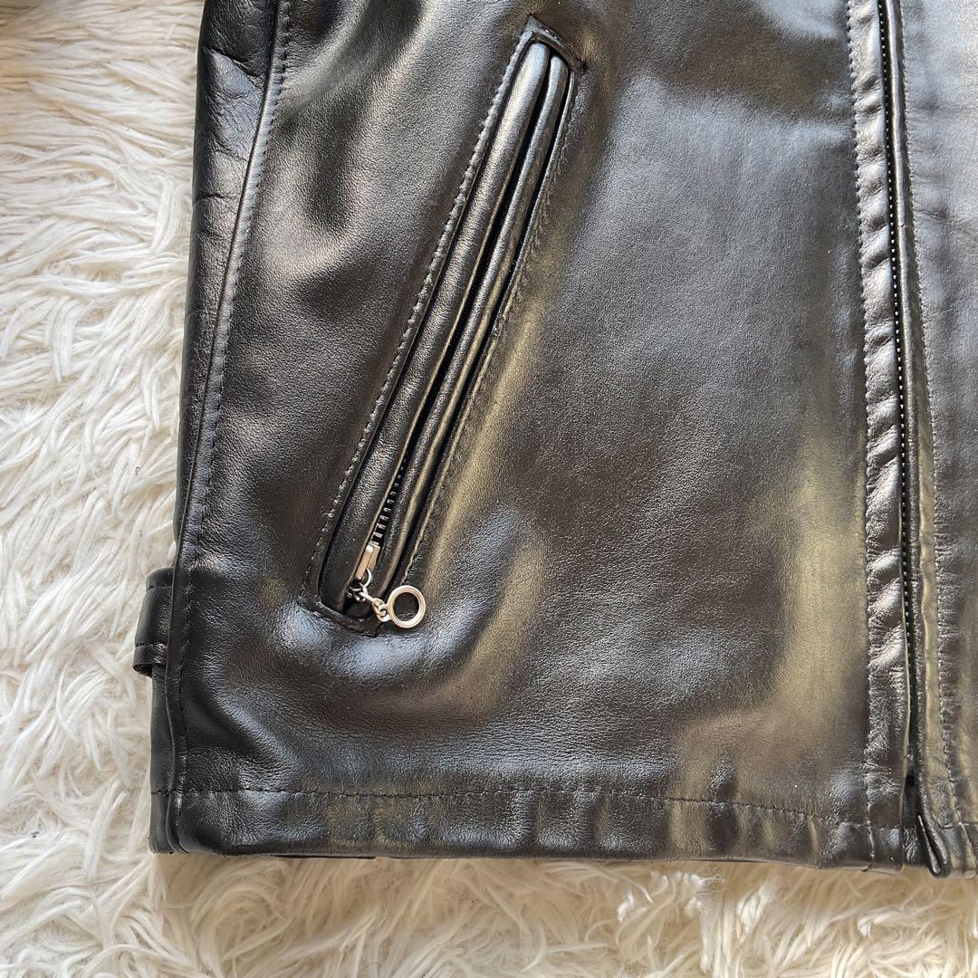 人気✨schou 641 レザージャケット　シングルライダース　38 ブラック