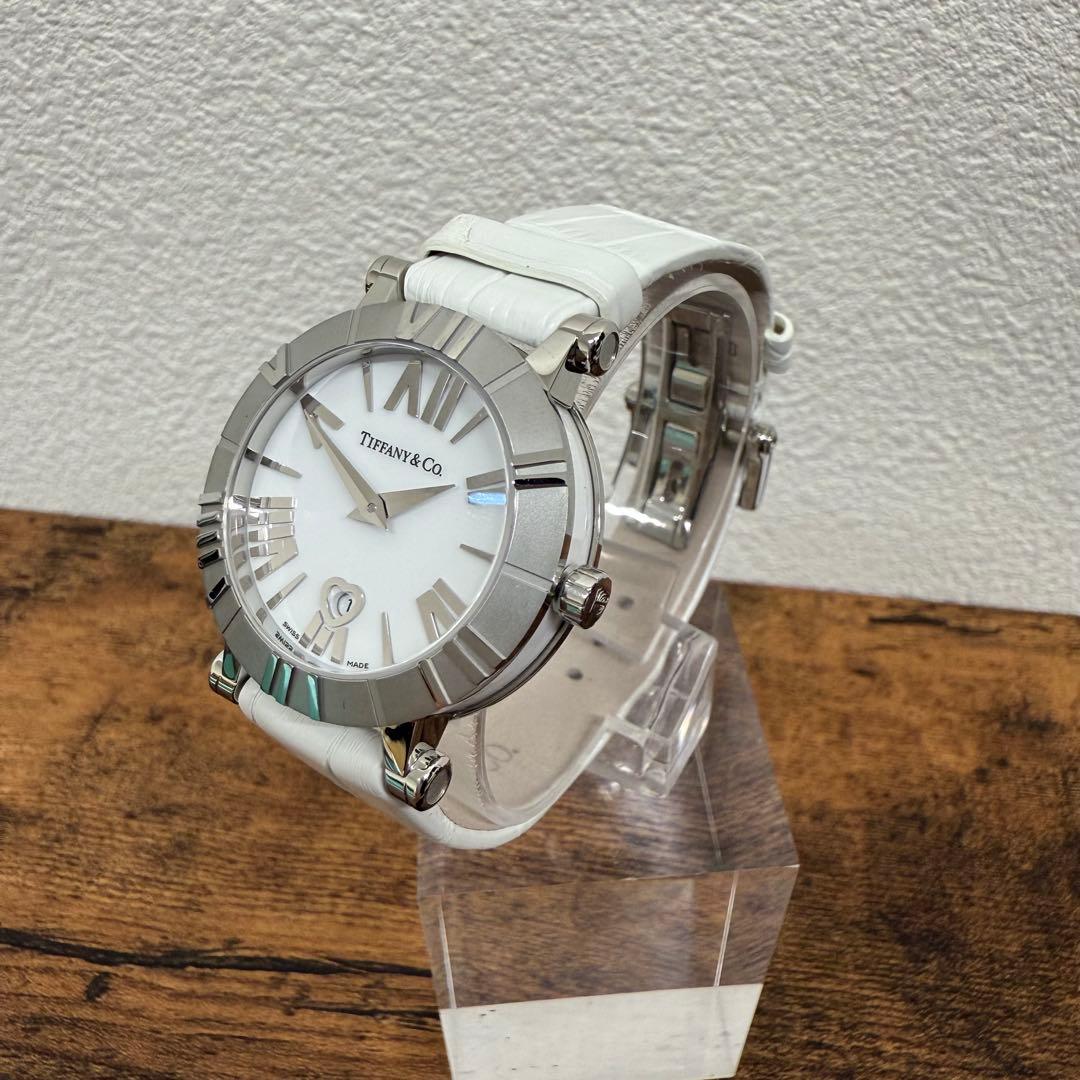 ヒ*ン様 【未使用】ティファニー アトラス 白文字盤 QZ/SS 白レザー ハー