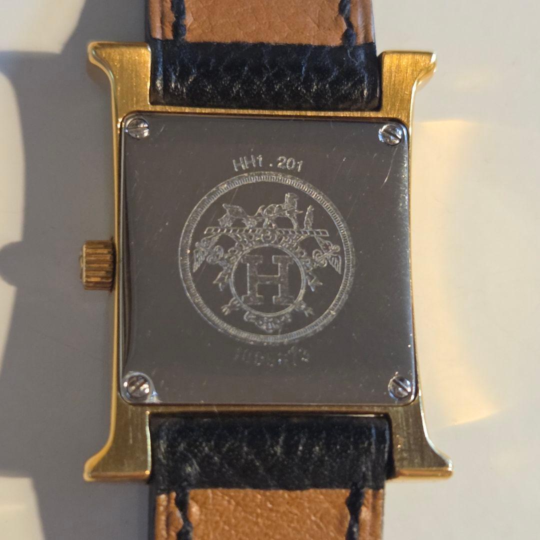 【難あり】HERMES ゴールド ブラック 時計 HHP 201　　ジャンク品