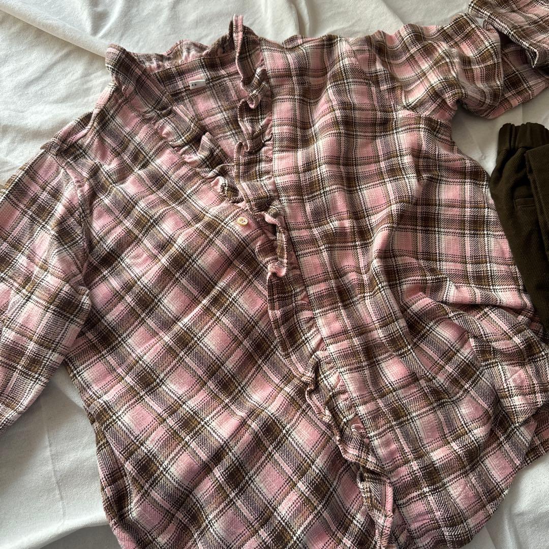 45R フリルカシュクール　秋冬チェックシャツ