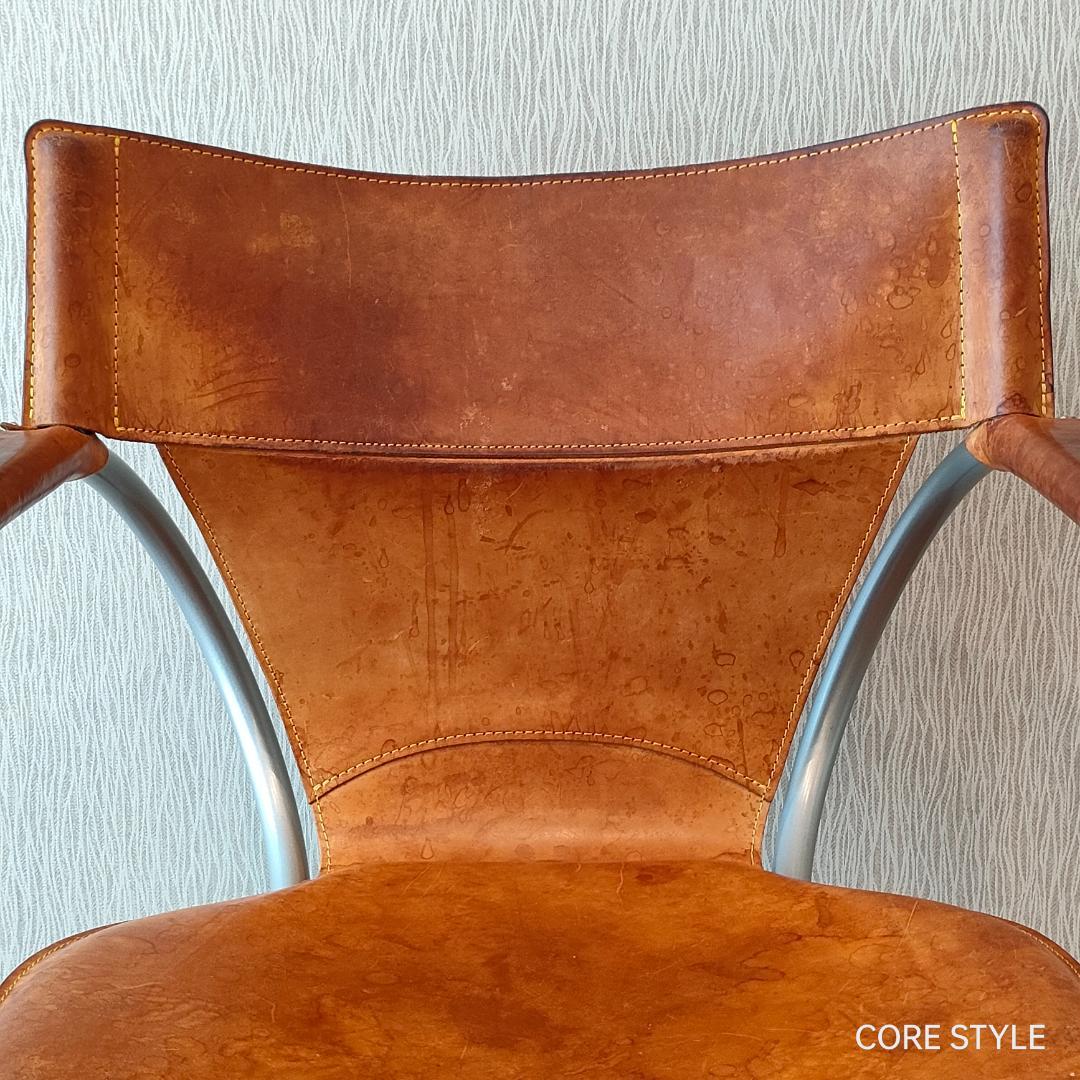 カリモク　デザインワークチェア　ヌメ革　回転式