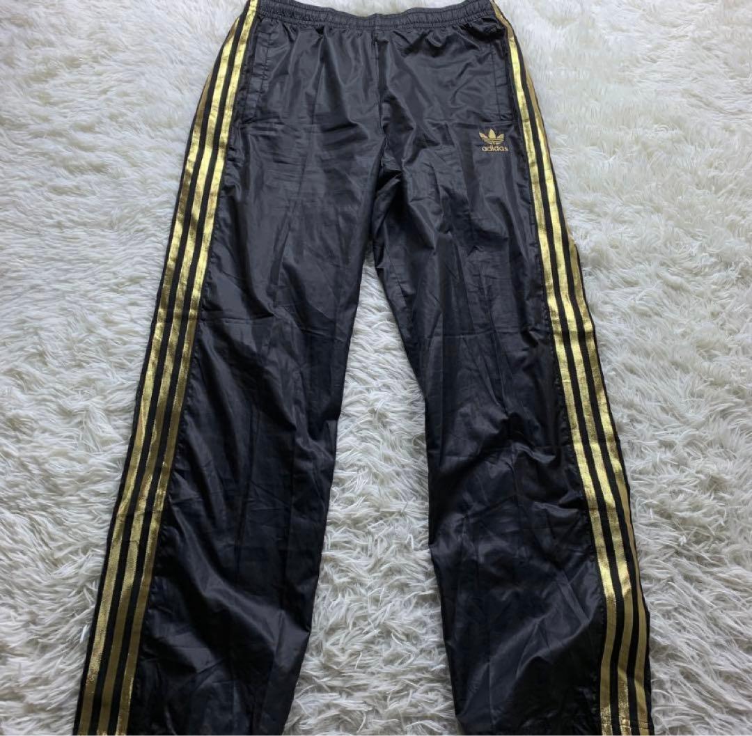 極美品■adidas スポーツウェア セットアップ 黒 金 トレフォイル L