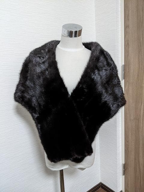 A525 ダークミンク　毛皮　リアルファー　オペラケープ　マント　ショール