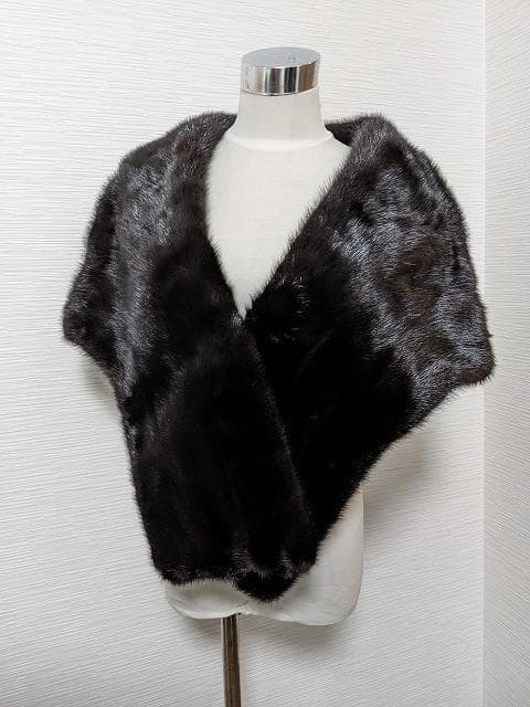 A525 ダークミンク　毛皮　リアルファー　オペラケープ　マント　ショール