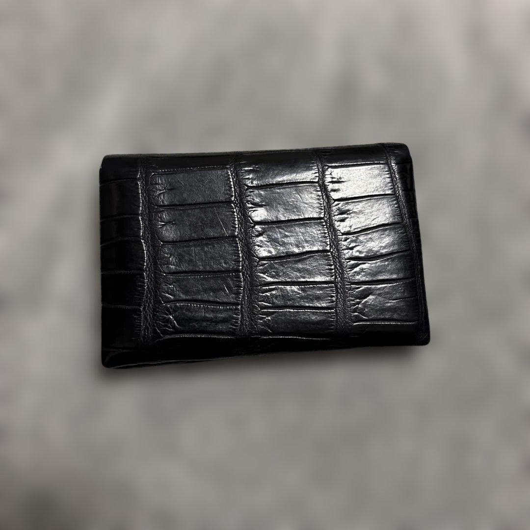 t.mbh クロコダイルレザー 二つ折りカードケース ブラック 名刺入れ