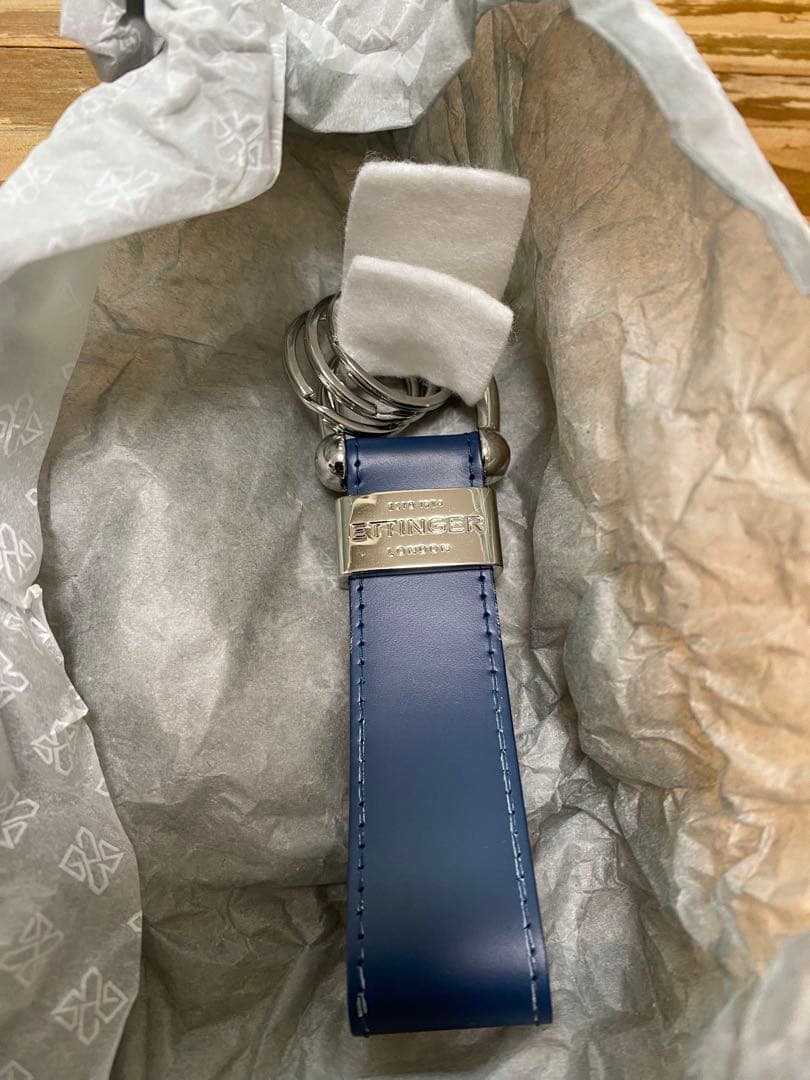 ETTINGER キーリング・キーホルダー 3連 紺色（NAVY）