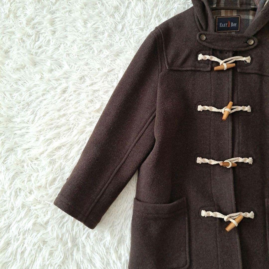 イーストボーイꕤウール カシミヤ フード付き ダッフルコート チェック柄 ロング