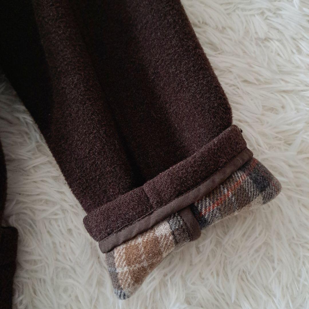 イーストボーイꕤウール カシミヤ フード付き ダッフルコート チェック柄 ロング