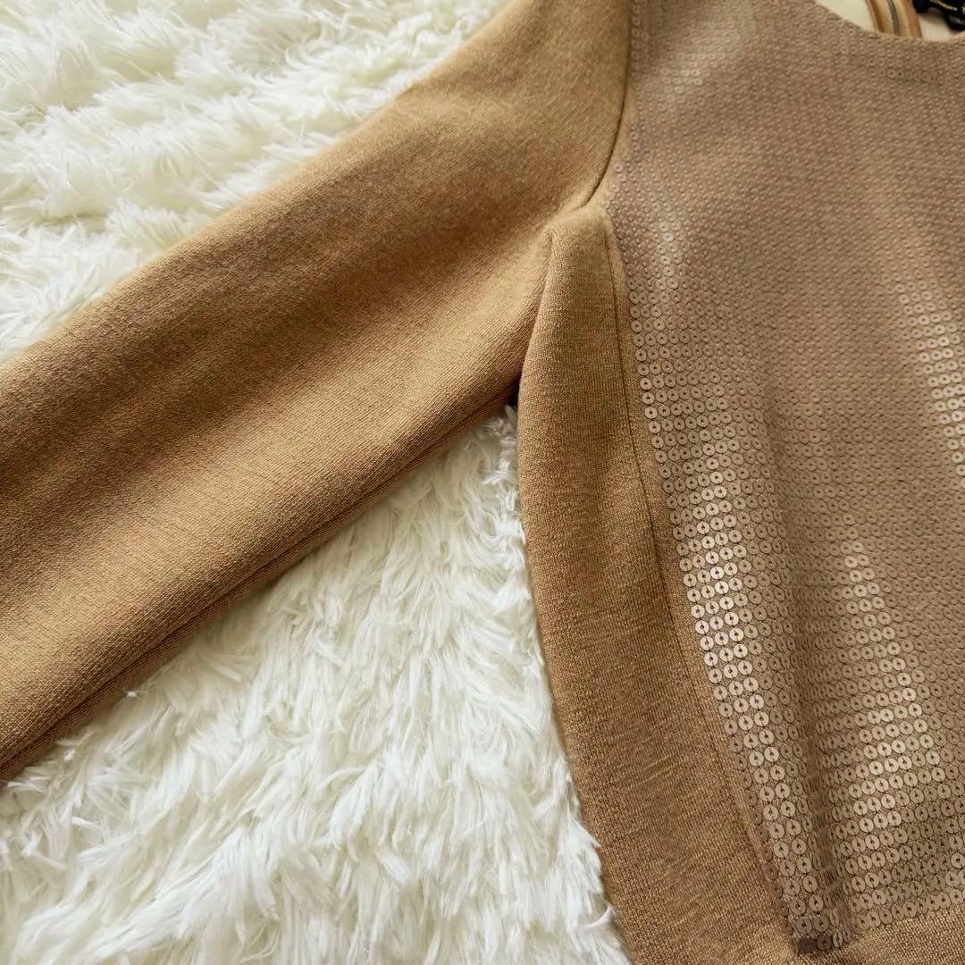 Drawer✨ドゥロワー　スパンコール ウールニット プルオーバー　バックジップ