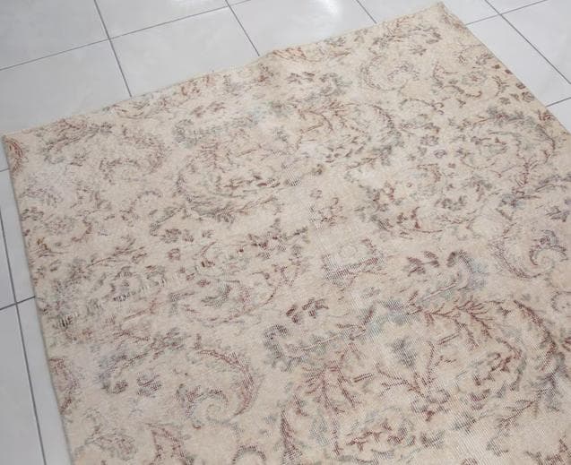 トルコ ヴィンテージラグ A27超大判 レア クリーム セージグリーン ベージュ