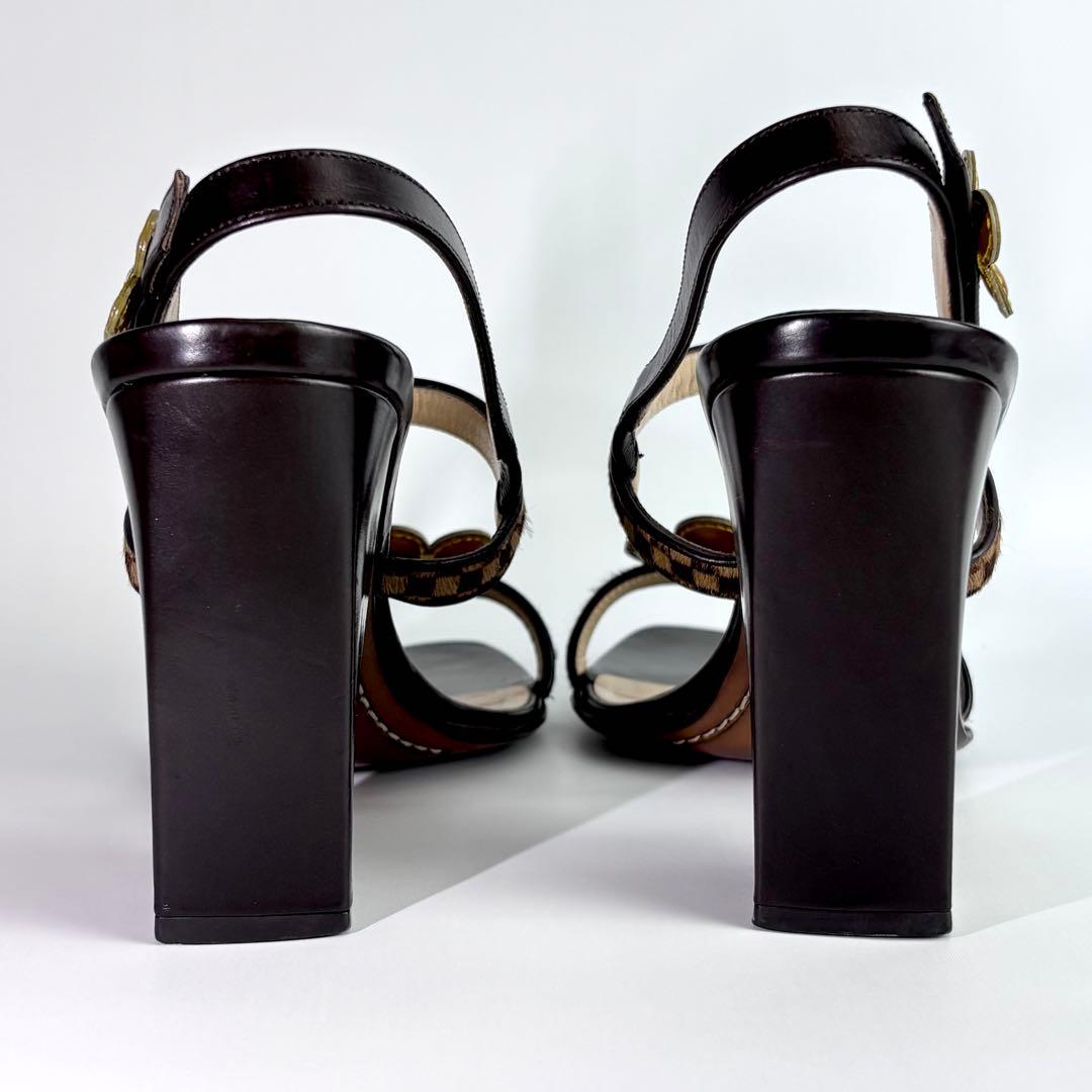 ルイヴィトン ダミエ ソバージュ ミュール ハラコ フラワー チャンキーヒール