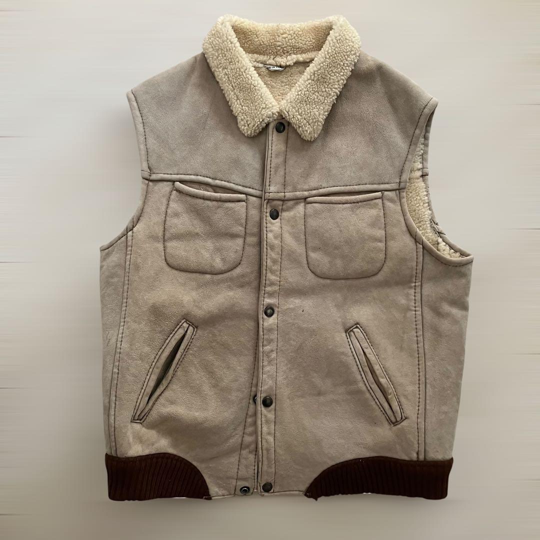 T*読様 O'NED リアル ムートンベスト ベージュ 80s 90s フランス