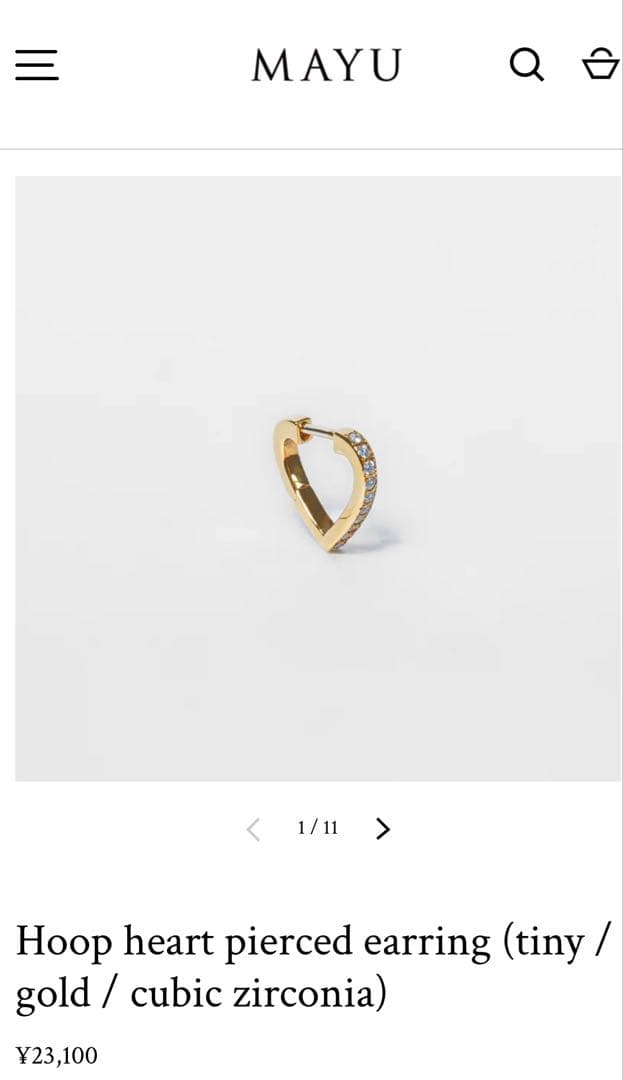 MAYU ハートフープピアス　片耳