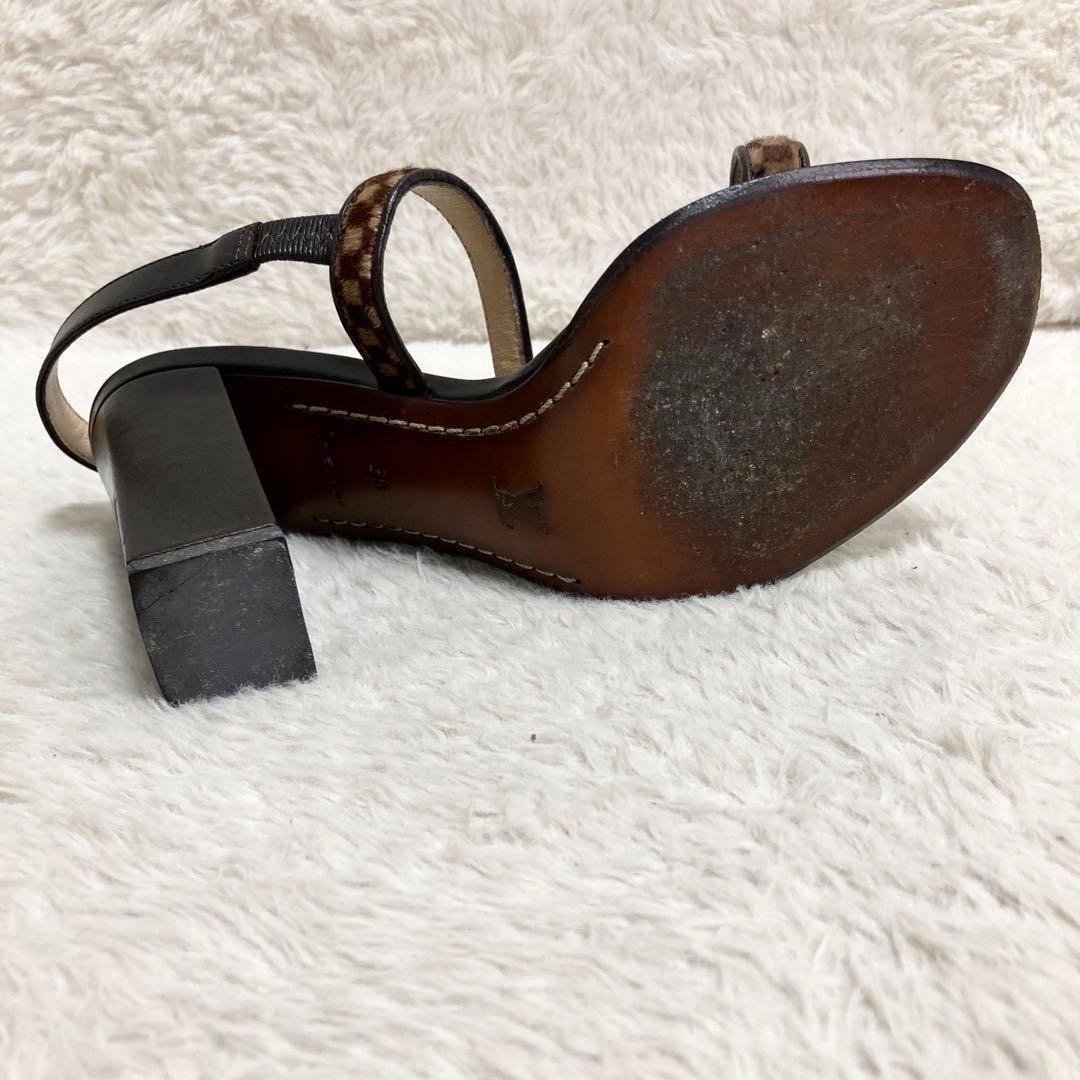 ルイヴィトン ダミエ ソバージュ サンダル ミュール ハラコ フラワーロゴ 靴