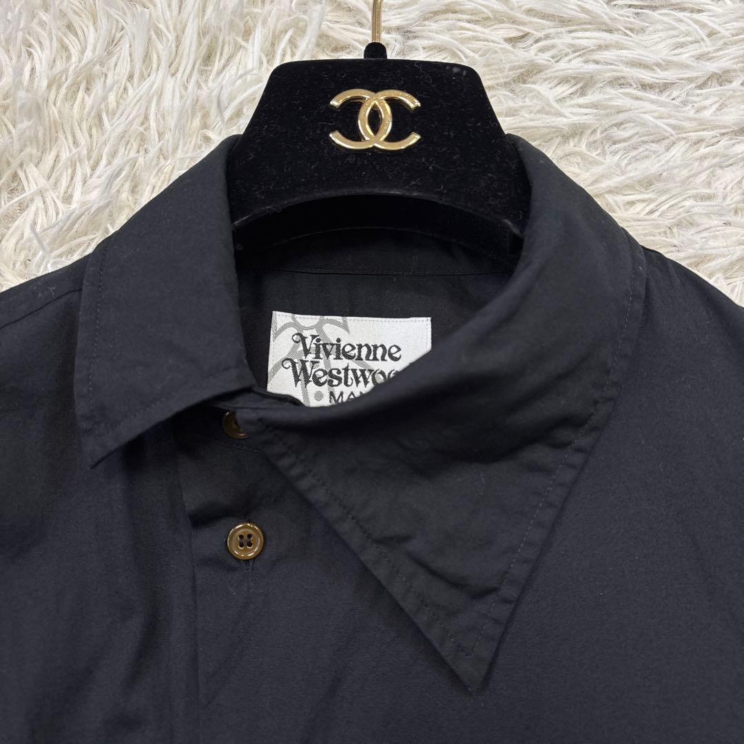 美品【ヴィヴィアンウエストウッドメン】ブラック　オーブ　七分袖　変形シャツ　50