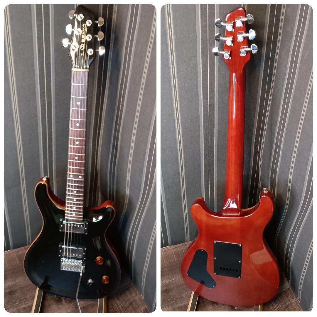薄ボディ　PRS風 セットネック ストラト　ST　黒 エレキギター 　トレモロ