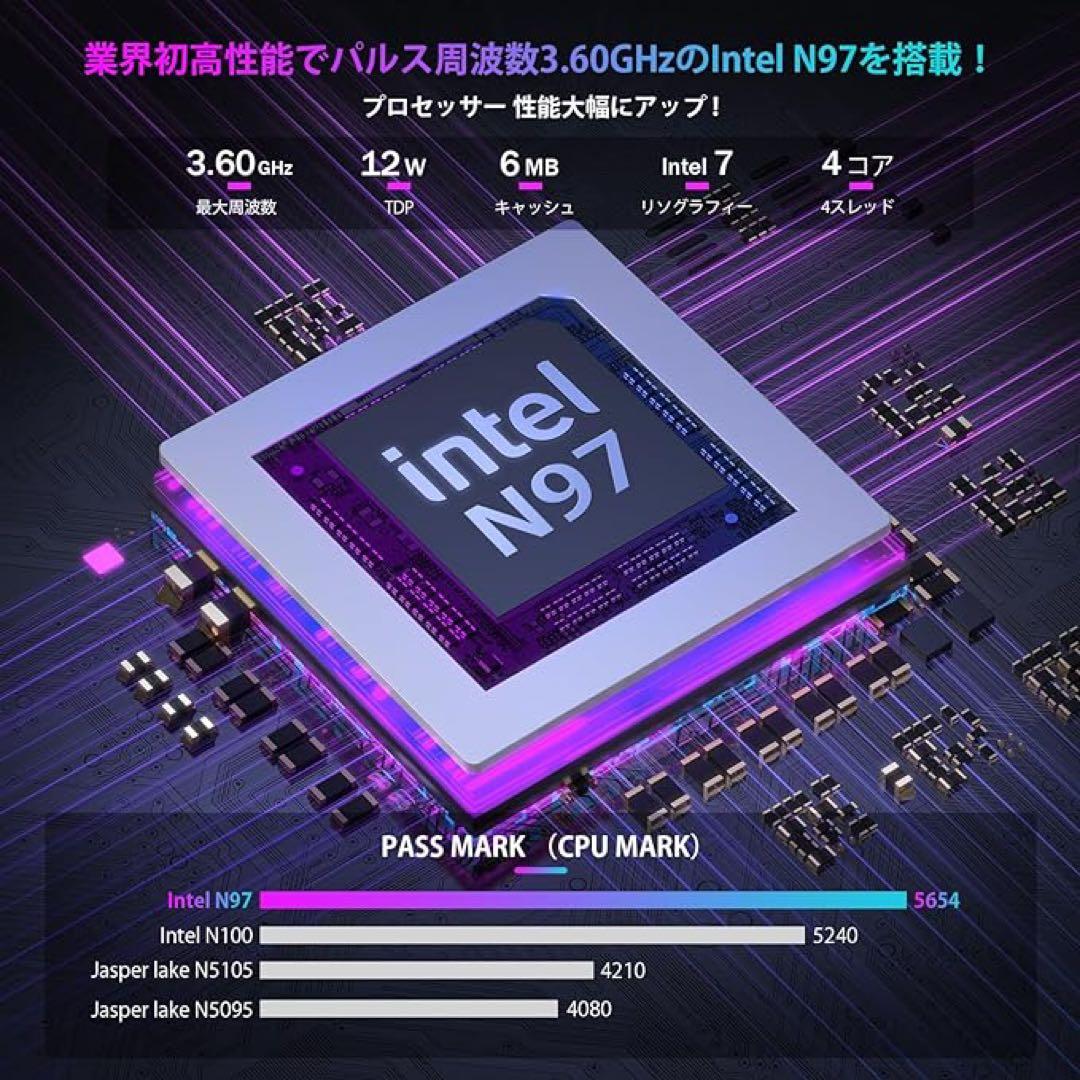 1品限り❤️ミニpc N97 最大3.6GHz 16GB 512GB 60Hz静音