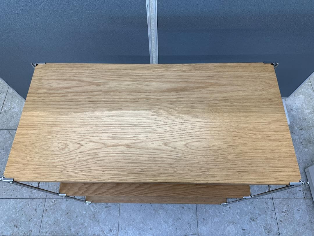 無印良品　ステンレスユニットシェルフ　オーク材棚　ブラウン