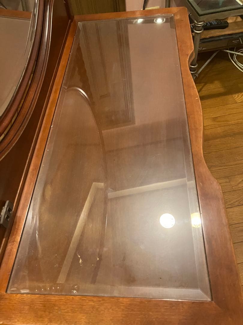 ビンテージ木製ブラウンドレッサー 鏡ミエミラー