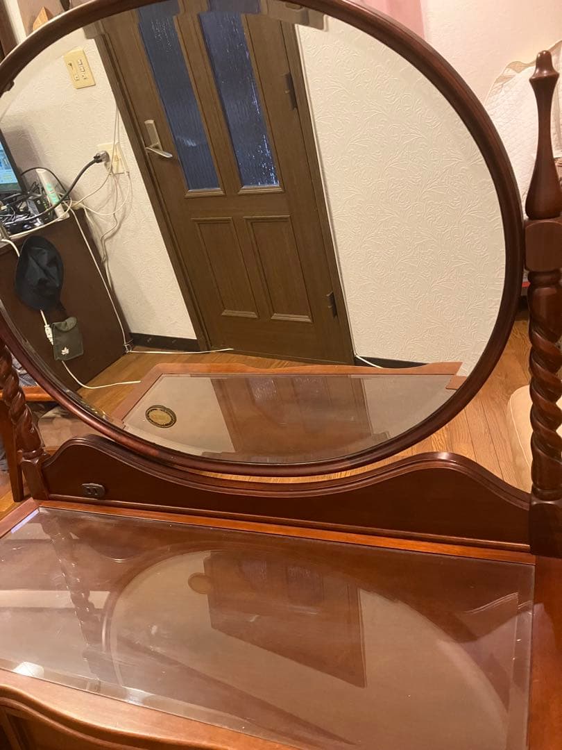 ビンテージ木製ブラウンドレッサー 鏡ミエミラー