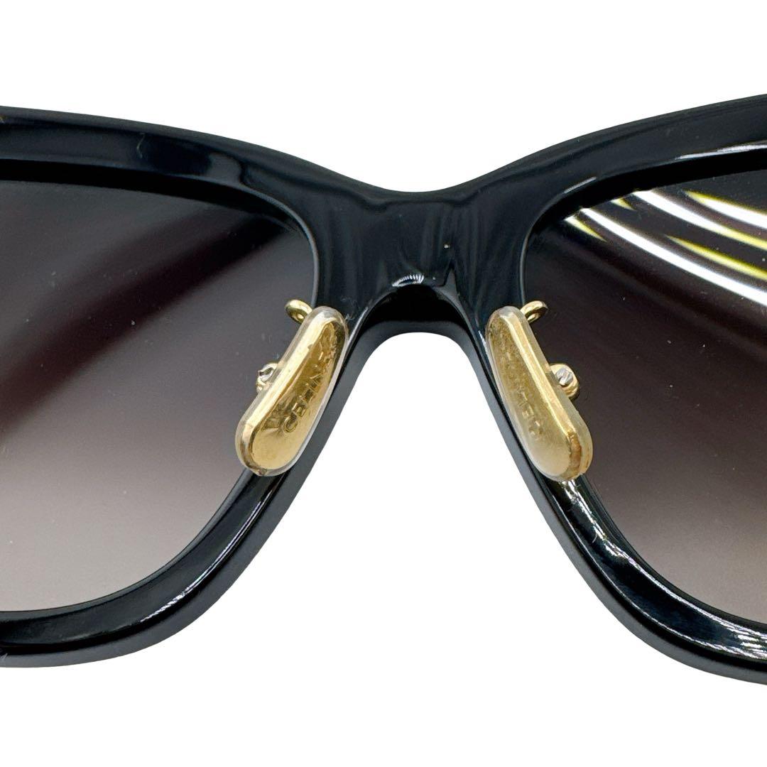 【ケース付】セリーヌ サングラス トリンオフ ロゴ ゴールド金具 ブラック 黒