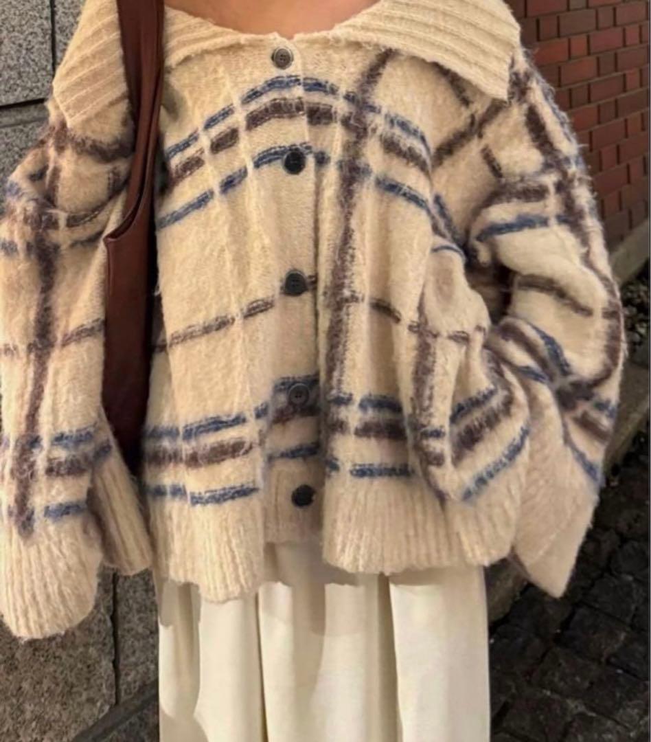 トップス andequal checked pattern knit mideal sly