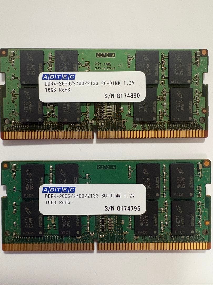 16GB 2枚32GBメモリddr4 adtec