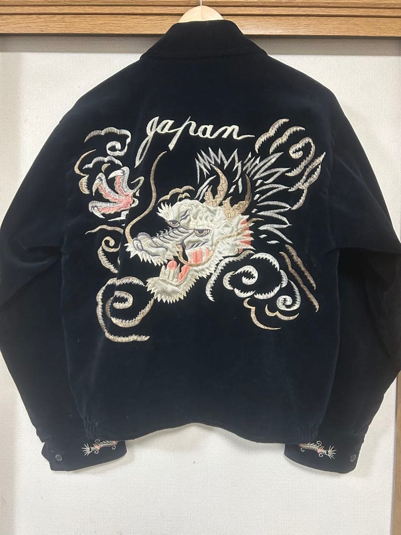 VINTAGE 別珍　ブラック　ドラゴンヘッドスカジャン