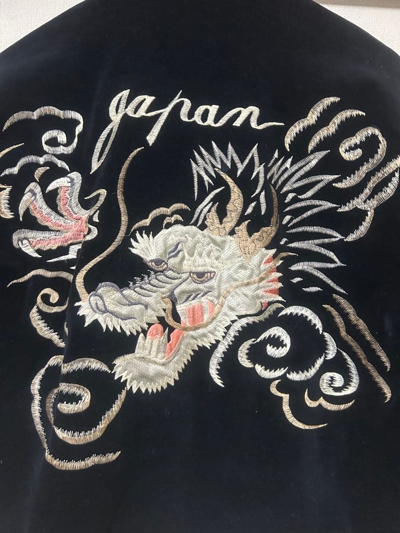 VINTAGE 別珍　ブラック　ドラゴンヘッドスカジャン