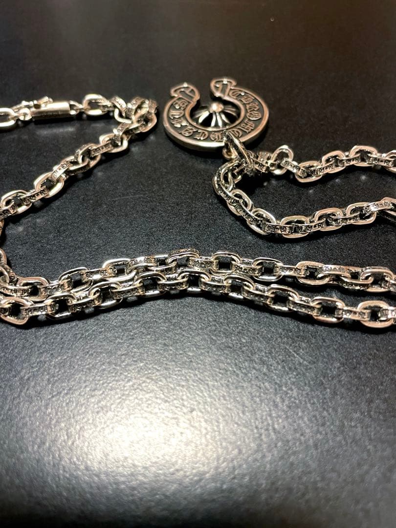 シルバー調 ペーパーチェーンネックレス ペンダント 刻印あり