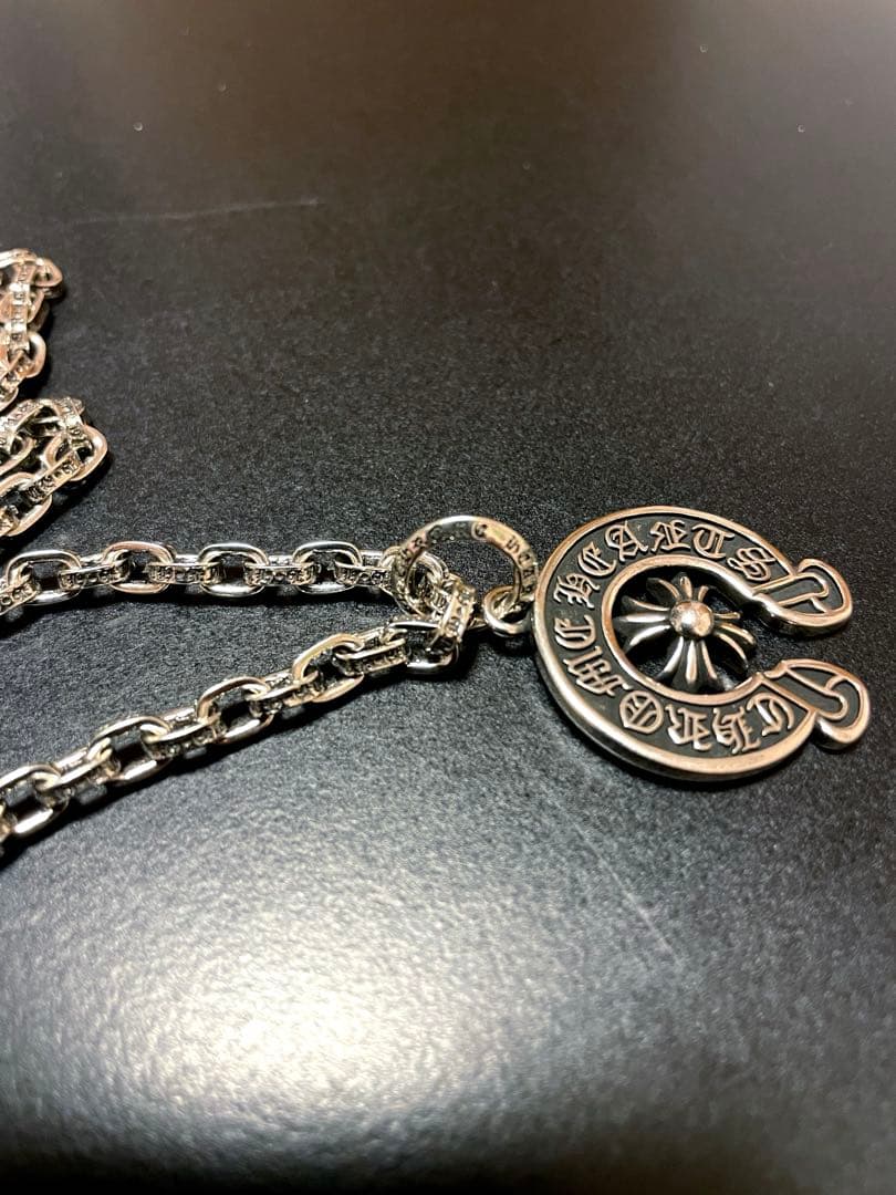 シルバー調 ペーパーチェーンネックレス ペンダント 刻印あり