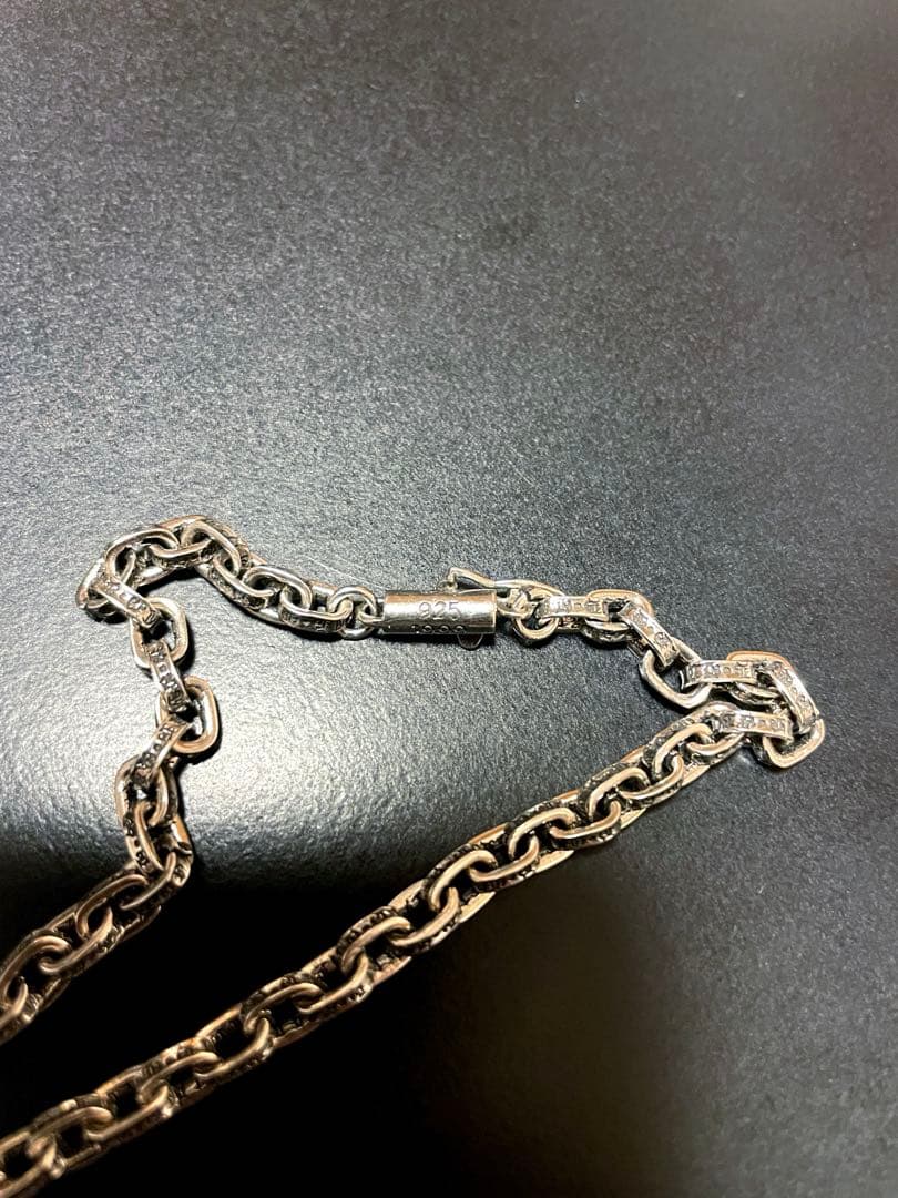 シルバー調 ペーパーチェーンネックレス ペンダント 刻印あり