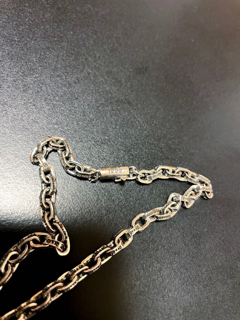 シルバー調 ペーパーチェーンネックレス ペンダント 刻印あり